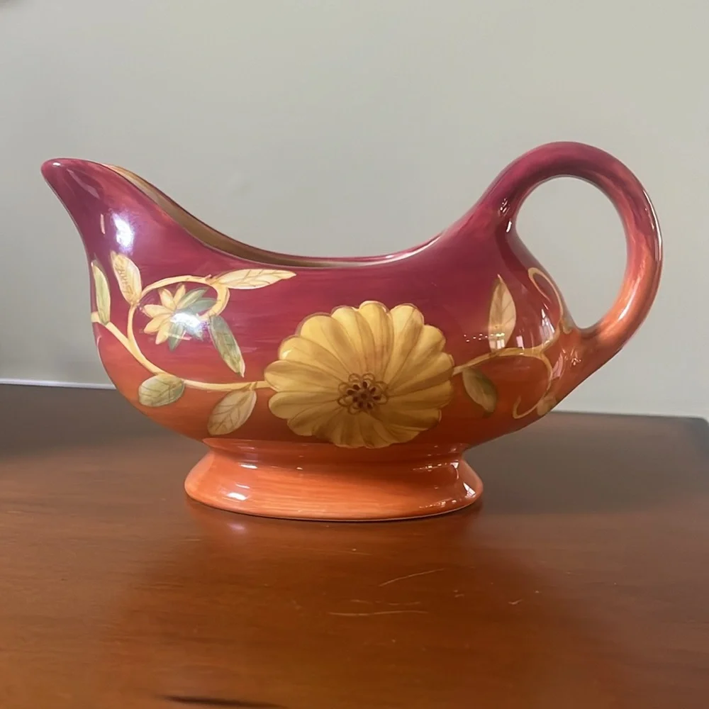 Gates Ware by Laurie Gates Ceramic Fall Autumn Vine Gravy Sauce Boat